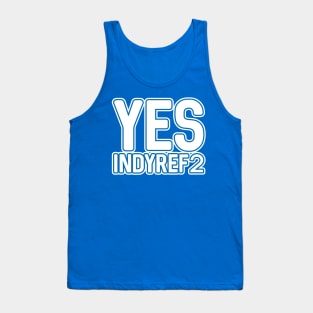 YES INDYREF2, Scottish Independence White and Saltire Blue Layered Text Slogan Tank Top